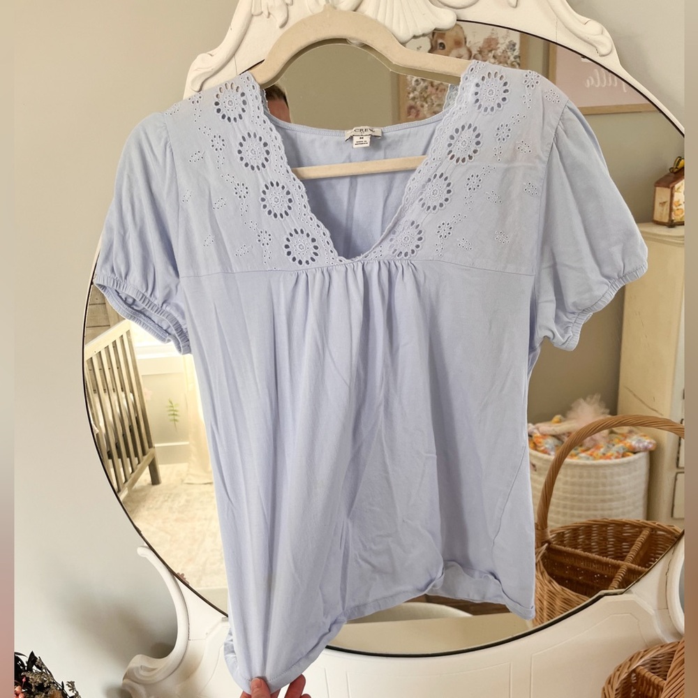 J crew light blue cotton top
